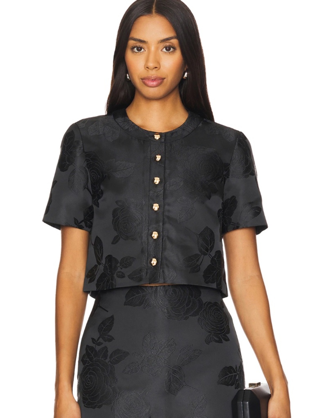 Amanda Uprichard Black Braswell Jacquard Top